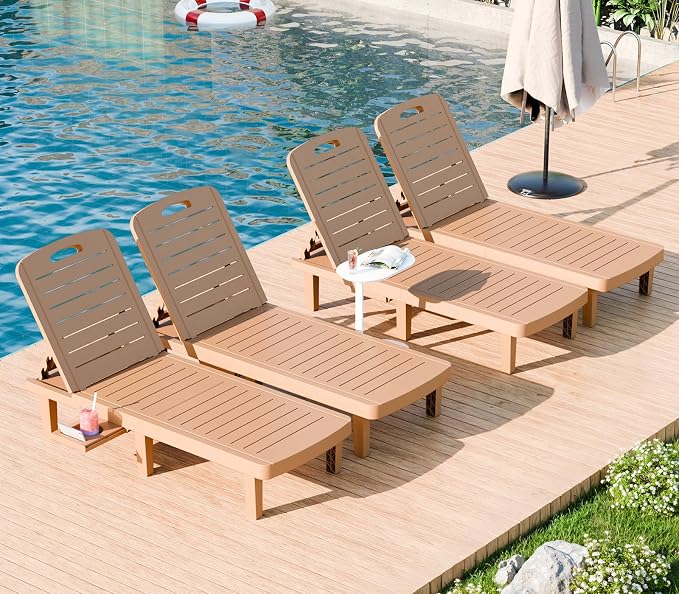 WACASA Outdoor Chaise Lounge Chairs Set of 4, Oversized Lounge Chairs by WACASA