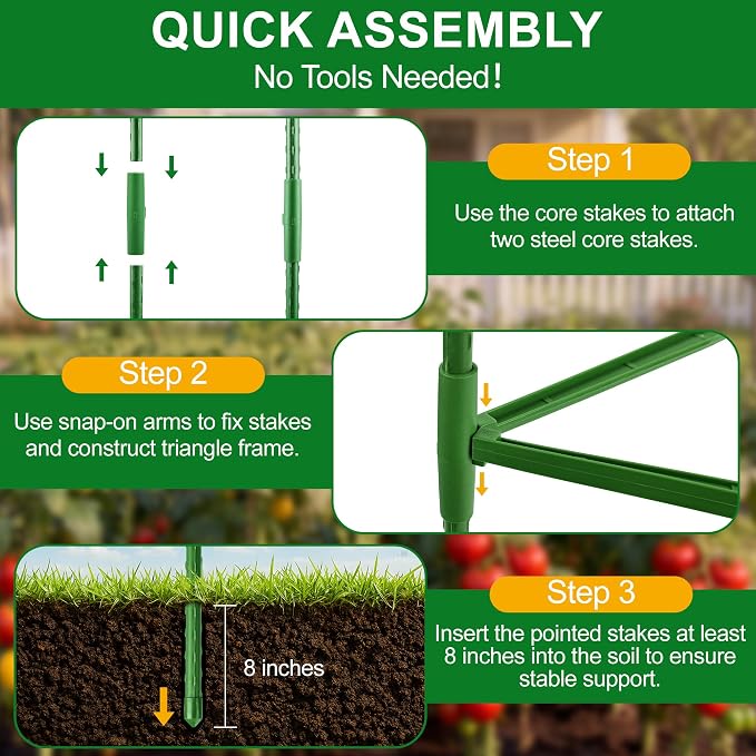 WAENLIR 3-Pack Tomato Cage for Garden, Plant Stakes for Pots, Durable Tomato - Image 7