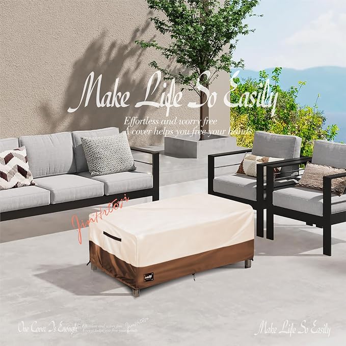 JinHrtoyi Patio Coffee Table Cover, 42Wx26Dx16H Inches 100% Waterproof Heavy - Image 4