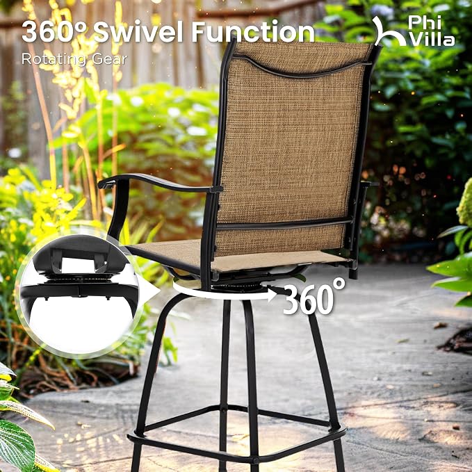 PHI VILLA Outoor Swivel Bar Stools Set of 6 - Image 5