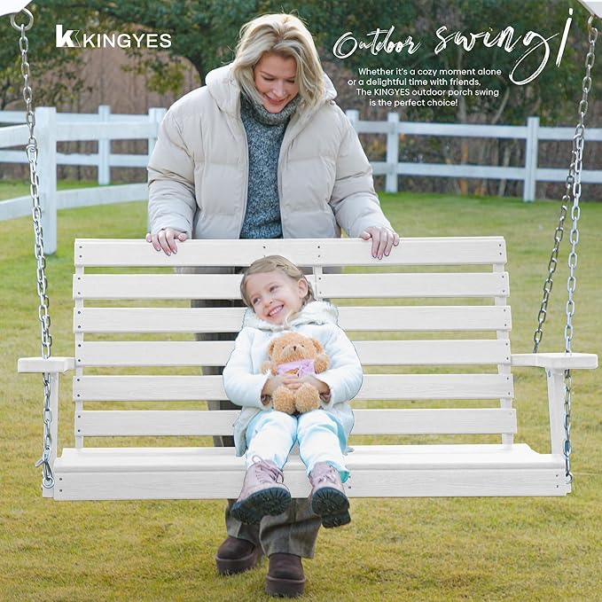 KINGYES Outdoor Hanging Porch Swing, Waterproof Swing - Image 2