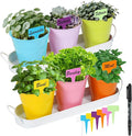 Herb Garden Planter Indoor Kit – 6 Metal Pots by Wacloud
