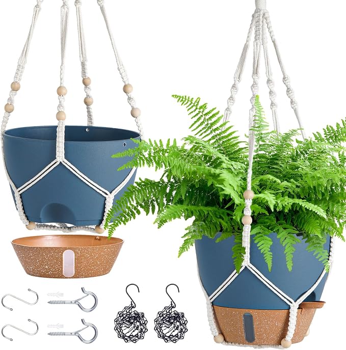 Hanging Planter Self Watering 10 Inch, 2 Pack Hanging Baskets by Fielda