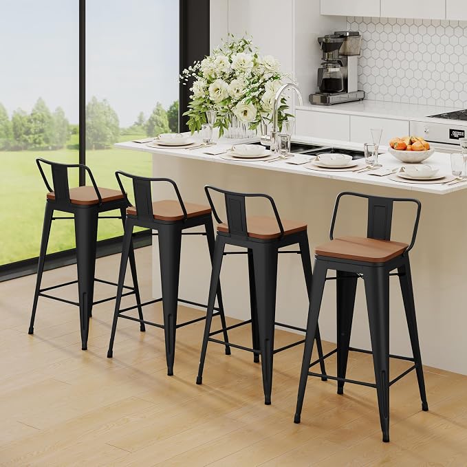 Yongchuang 24" Metal Barstools Set of 2 Counter Bar Stools - Image 7