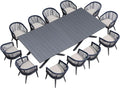 PURPLE LEAF Outdoor Dining Set for 12 All-Weather 14 Pieces Patio Aluminium by PURPLELEAF
