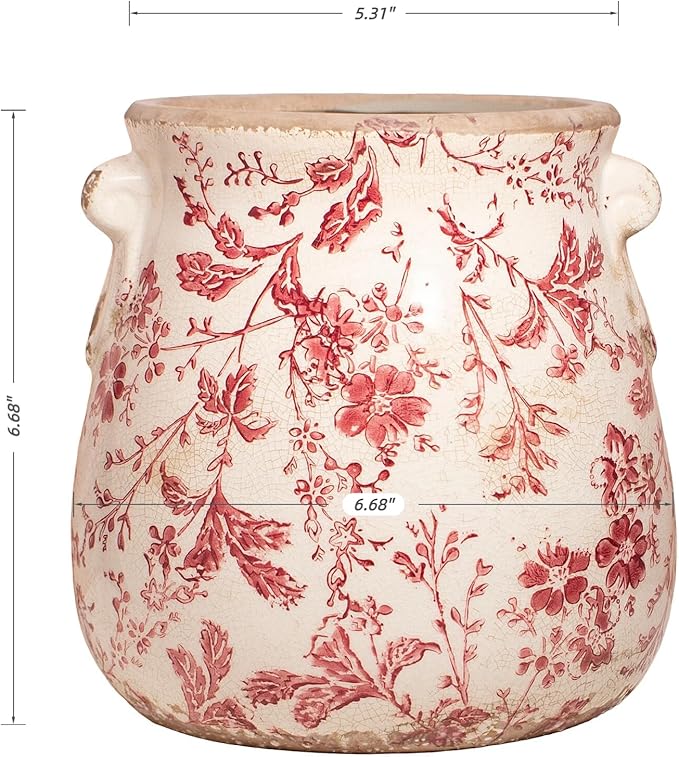 Antique Ceramic Planter & Vase for Home Decor, 6.68 Inch Rustic Farmhouse - Image 6