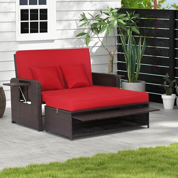 COSTWAY Patio Rattan Daybed - Image 2