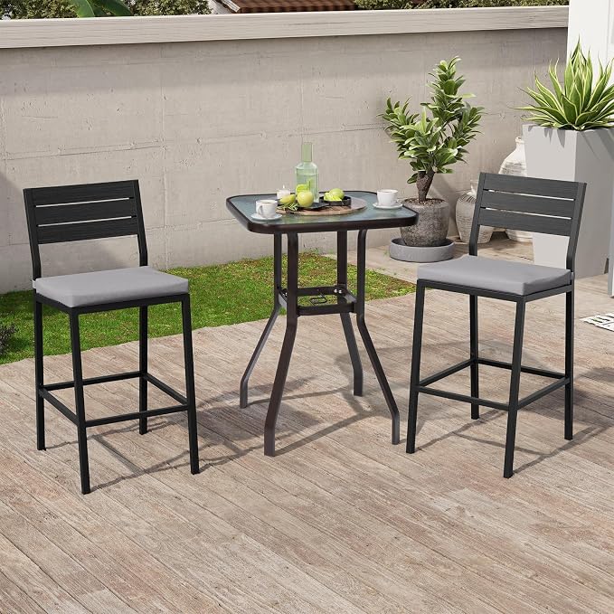 Crestlive Products Outdoor Bar Stools Set of 2, Patio Counter Height Barstools - Image 7