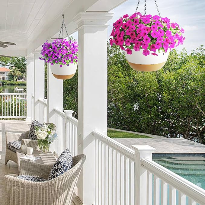 Hanging Planter Self Watering 10 Inch, 2 Pack Indoor Outdoor Hanging Baskets - Image 5