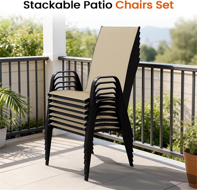 JEAREY Patio Dining Chairs Set of 4, Outdoor Stackable Dining Furniture Set - Image 7