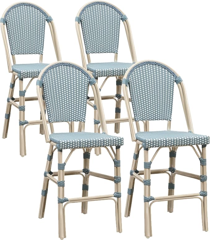 PURPLE LEAF French Counter Height Bar Stool Set of 4 25" White Print Finish - Image 8