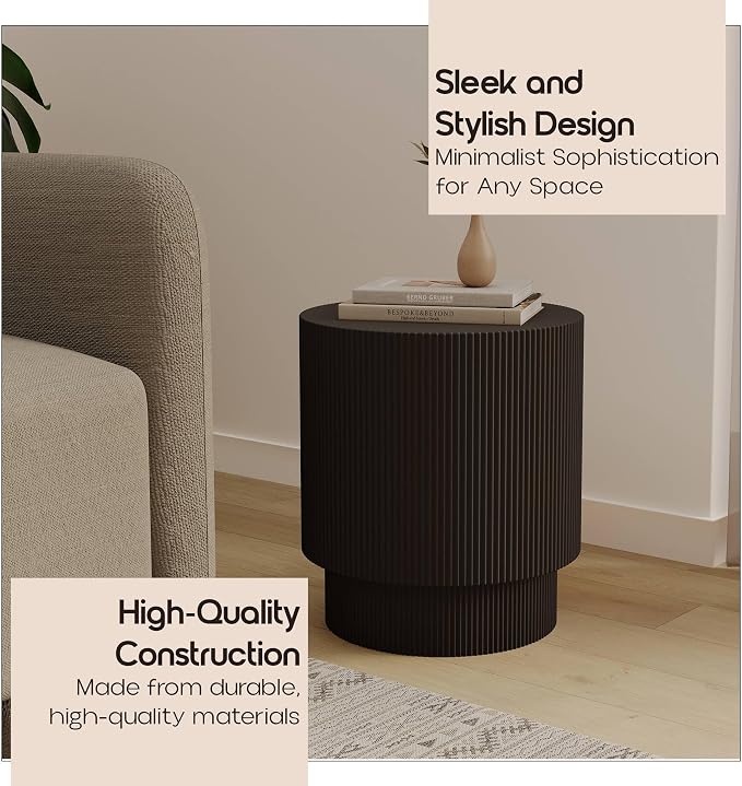 LeisureMod Modern Side Table Round Fiberstone Top Accent End Table - Image 6