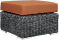 Modway Summon Wicker Rattan Outdoor Patio Sunbrella Square Ottoman in Canvas by Modway
