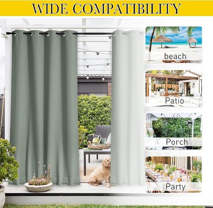NICETOWN 2 Panels Weighted Outdoor Curtains - Image 6