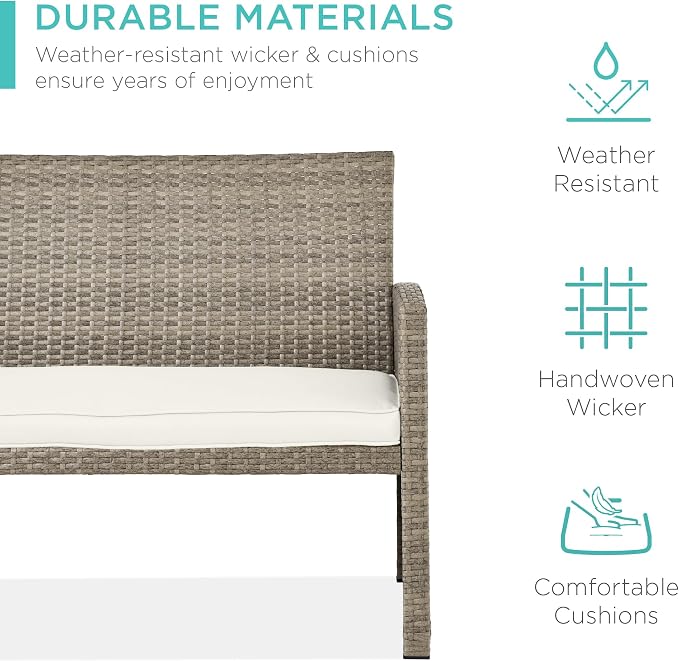 Best Choice Products 4-Piece Outdoor Wicker Patio Conversation Furniture Set - Image 3