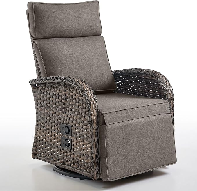 Belord Dual-Adjust Outdoor Swivel Recliner Chair – Wicker Reclining Patio Chair by Belord