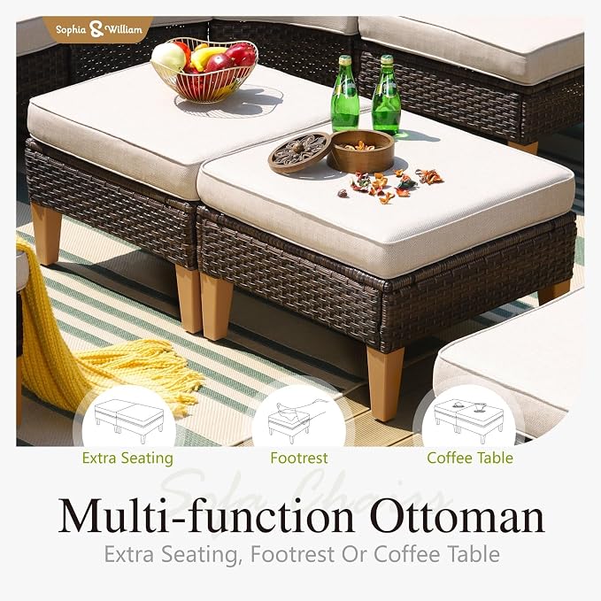 Sophia & William Patio Furniture Set, 10 Piece Half Moon Outdoor Wicker - Image 6