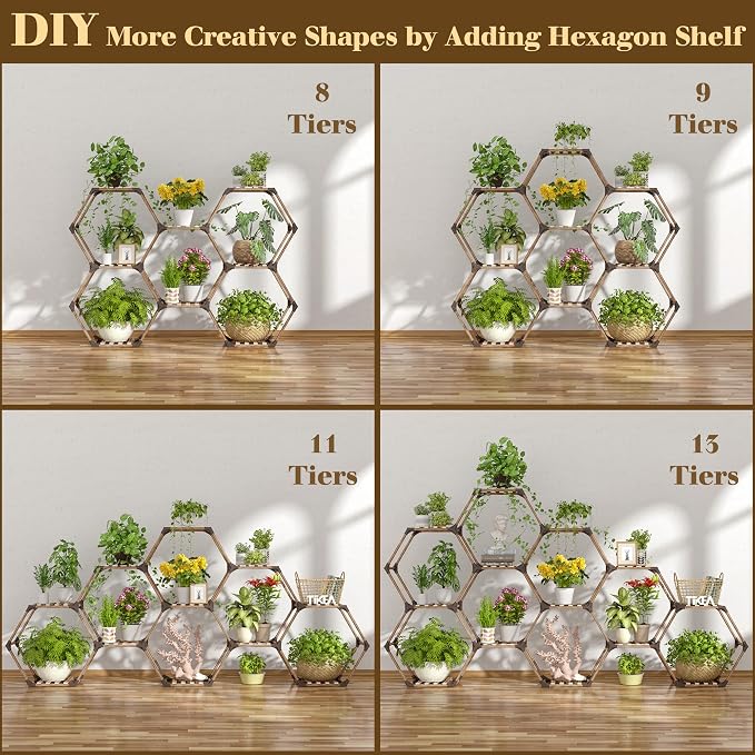 Tikea Plant Stand Indoor Outdoor Hexagonal Plant Stand - Image 6