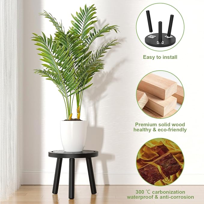 3-Pack Wood Plant Stands Indoor, Single Plant Stand - Image 6