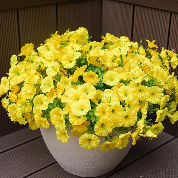 Artificial Flowers for Outdoors, UV Resistant Fake Silk Morning Glory, by maxkes