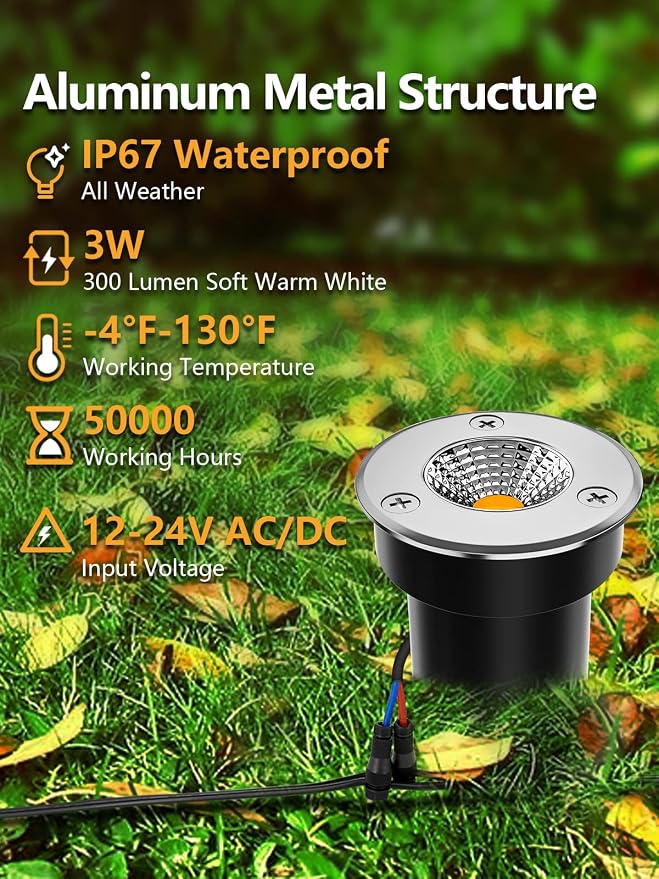 ZUCKEO Low Voltage Landscape Lights LED Well Lights 3W 12V-24V in Ground Light - Image 2