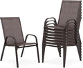 Outdoor Stackable Chairs Set of 8, Stacking Patio Chairs by Villeston