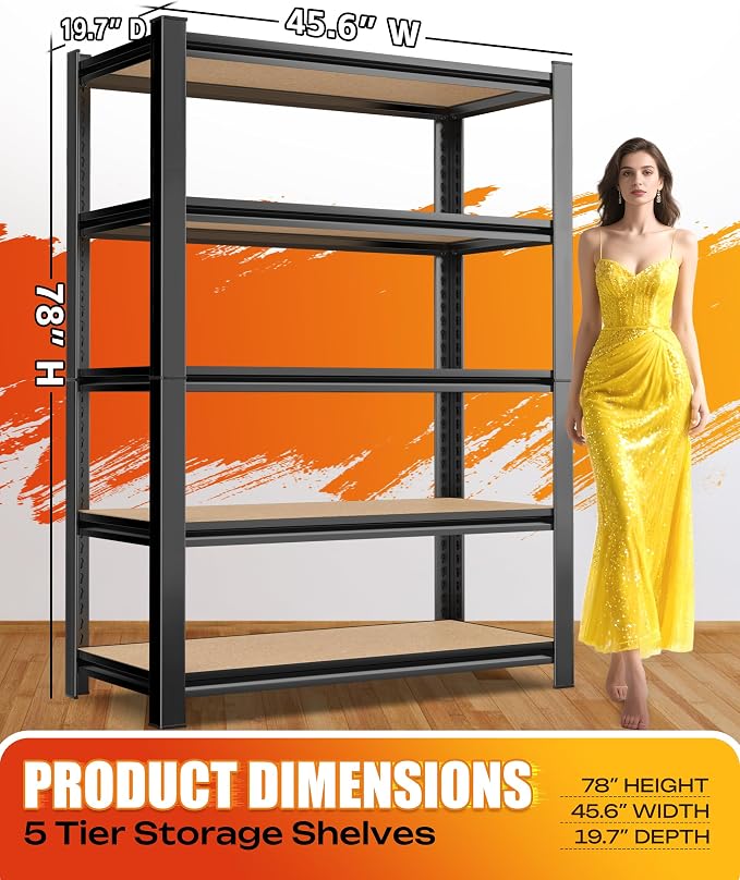 AOAORRG Set of 4 Garage Shelving Heavy Duty Storage Shelves, Metal Adjustable - Image 3