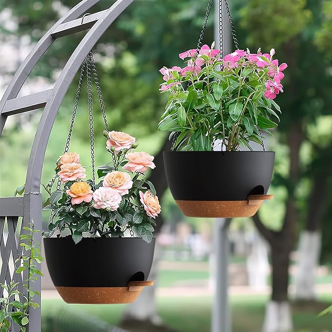 Set of 3-10 Inch Self Watering Hanging Planters - Image 8