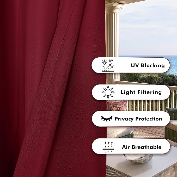 BONZER Extra Wide Waterproof Outdoor Curtains - Image 4