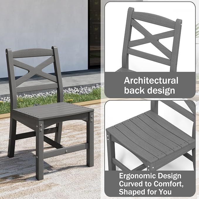 9-Piece Patio Dining Table Set, HDPE Outdoor Table and Chairs Set, All-Weather - Image 4
