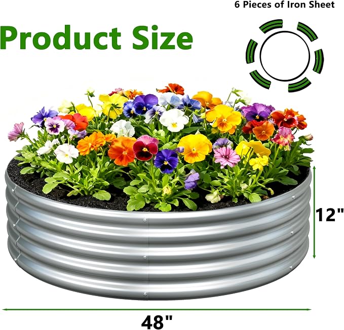 2PCS 4x4x1FT Galvanized Raised Garden Bed Kit, Vegetable Boxes-Round Metal - Image 2