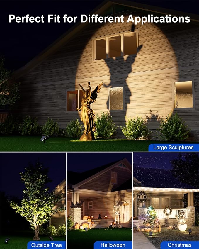2 Pack Outdoor Solar Powered Spot Lights Waterproof Bright LED Spotlights - Image 4