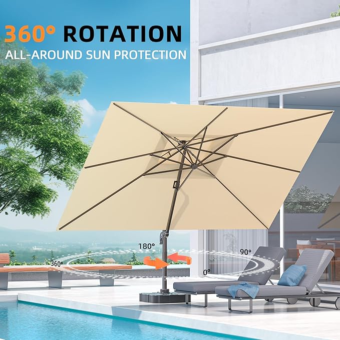 9' X 12' Cantilever Outdoor Patio Umbrellas - Image 4