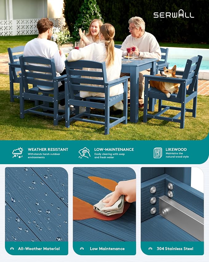 SERWALL Outdoor Dining Sets for 10, HDPE Dining Sets for 10 Person - Image 6