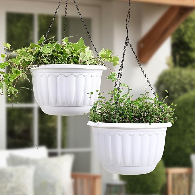 YIKUSH Planters for Outdoor Plants 2 Pack White Plant Pots - Image 8