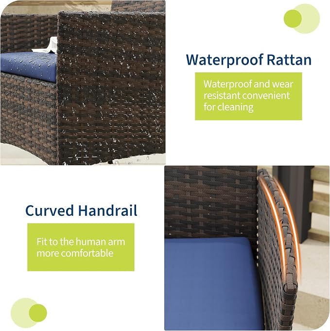 GAOMON 3-Piece Patio Furniture Set, Modern PE Rattan Conversation Set - Image 4