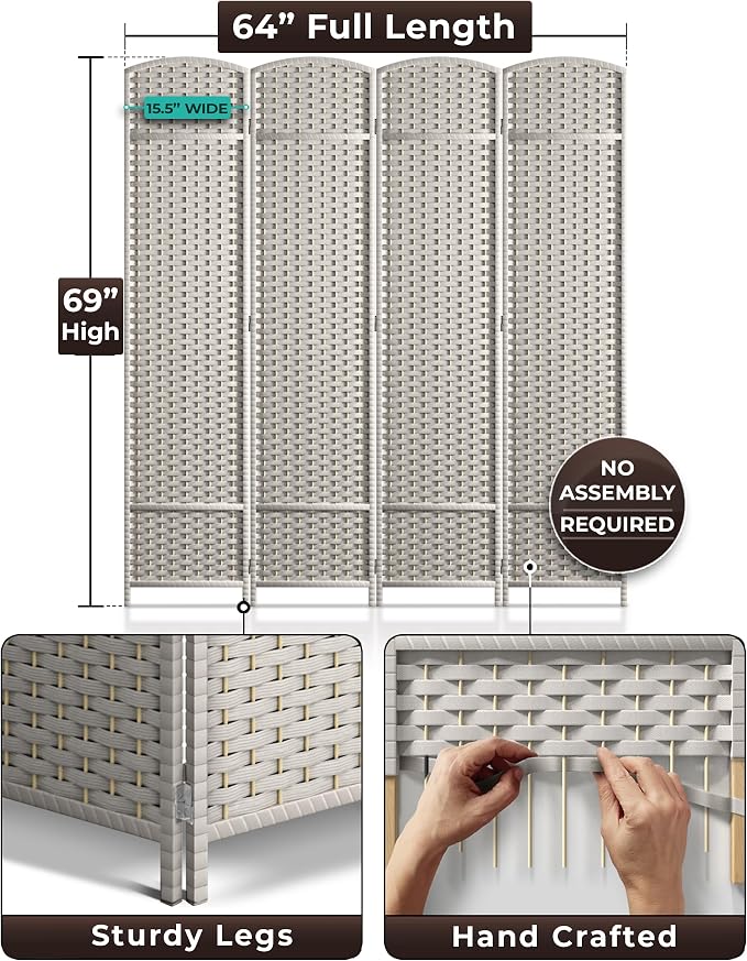 Sorbus 4 Panel Room Divider 6 ft. Tall - Image 5