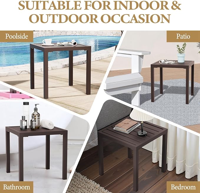 Crestlive Products Outdoor Side Table, Small Square Metal End Table Easy - Image 6