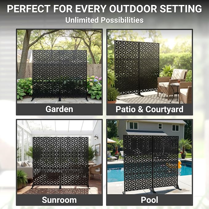 6FT Metal Privacy Screen Outdoor – Decorative Laser Cut Privacy Fence Panel - Image 7