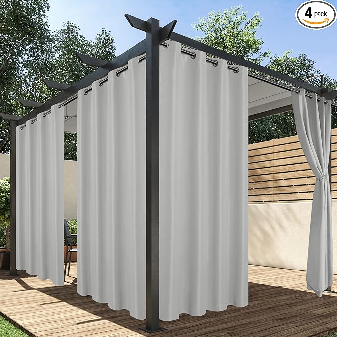 HolidayIdeas Outdoor Curtains for Patio Waterproof, 4 Panels by HolidayIdeas