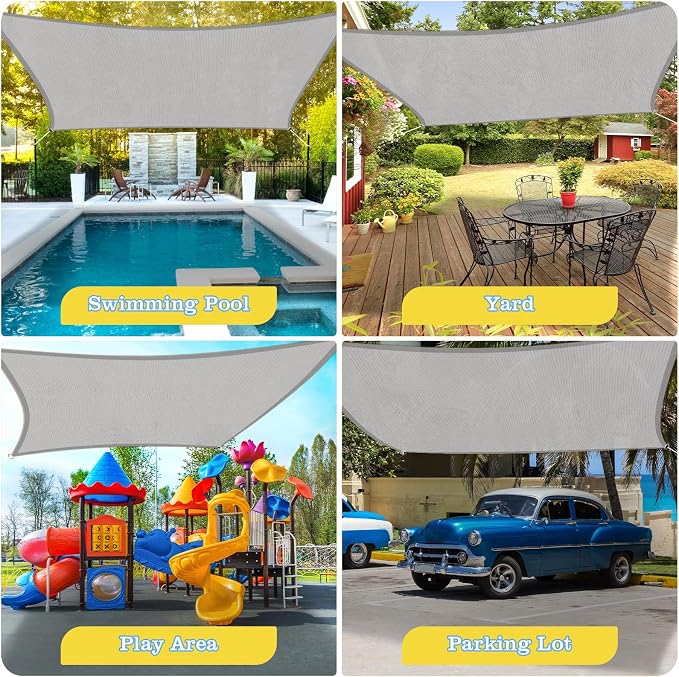 HappyTrends Sun Shade Sail, Heavy Duty UV Protection Beach Shade Canopy Wind - Image 7