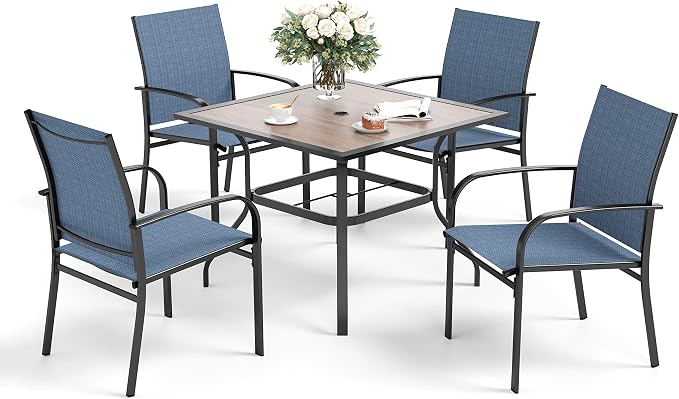 5 Piece Patio Dining Set for 4, 37”x37” Square Table - Image 7
