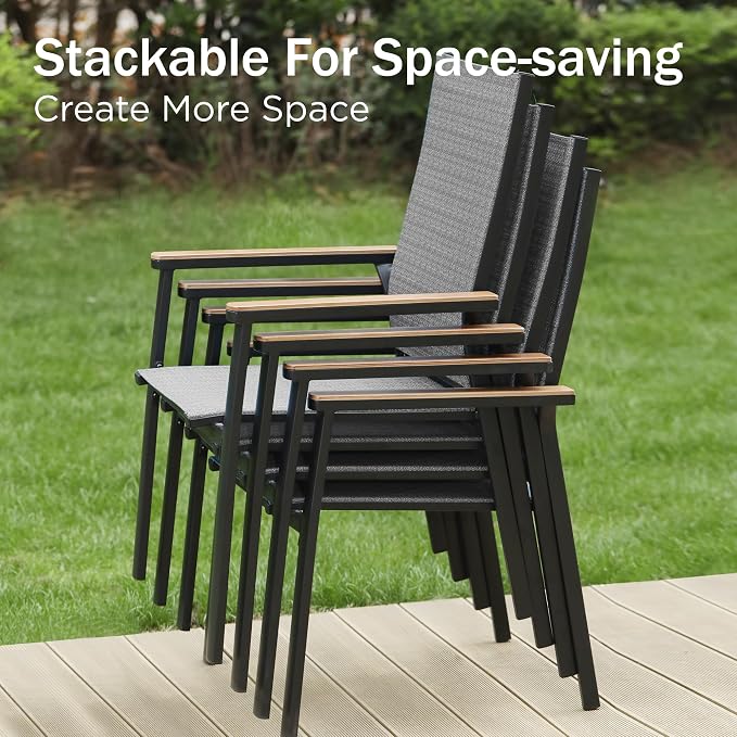 PHI VILLA 9 PCS Patio Dining Set, Aluminum Outdoor Furniture, Patio Table and - Image 3