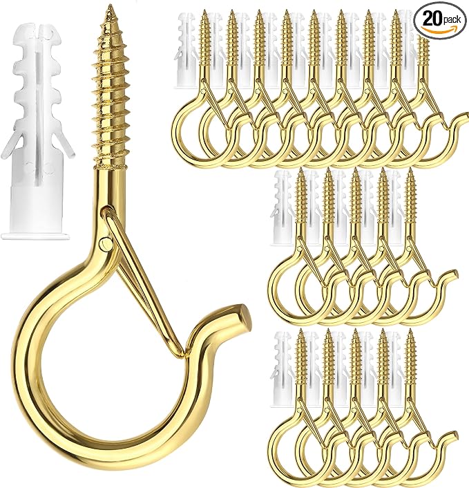 PlusRoc 20 Pack Ceiling Hooks for Hanging Plants Outdoor String Lights Heavy by PlusRoc