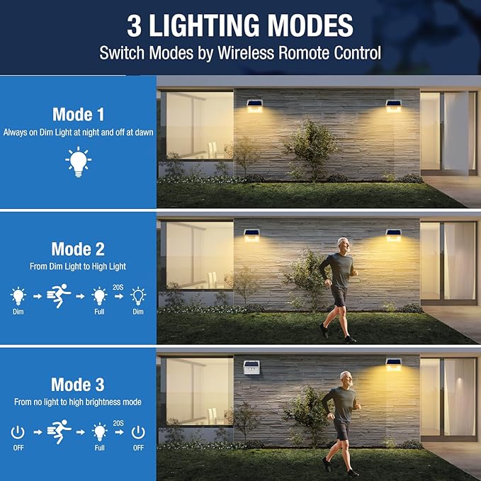 Peasur White Frame Solar Motion Sensor Lights Outdoor, 2 Packs 180LED Warm - Image 4