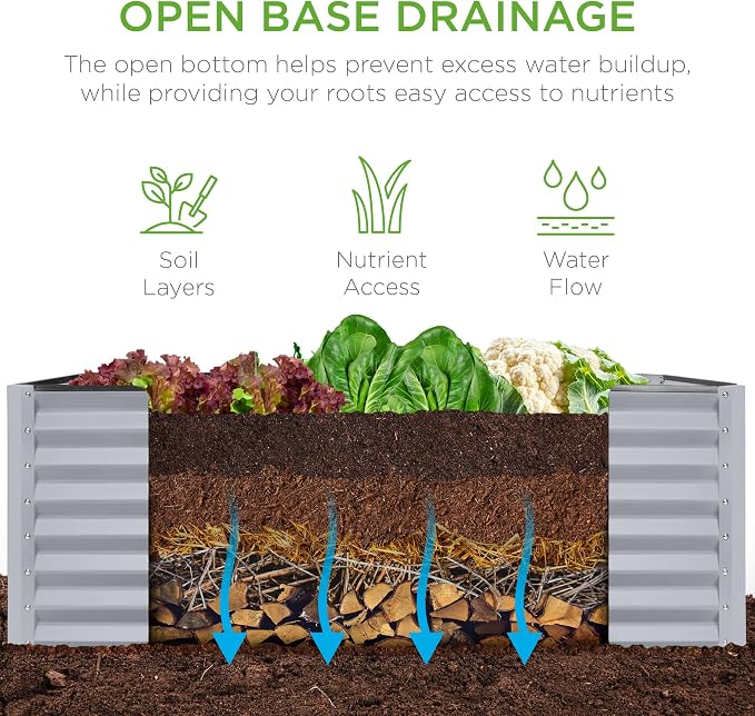Best Choice Products 4x2x2ft Outdoor Metal Raised Garden Bed, Deep Root Box - Image 5