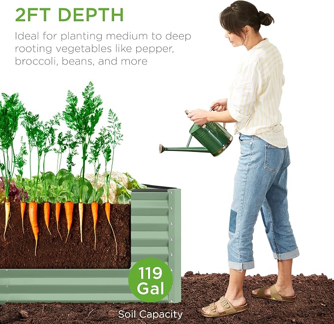 Best Choice Products 4x2x2ft Outdoor Metal Raised Garden Bed, Deep Root Planter - Image 2