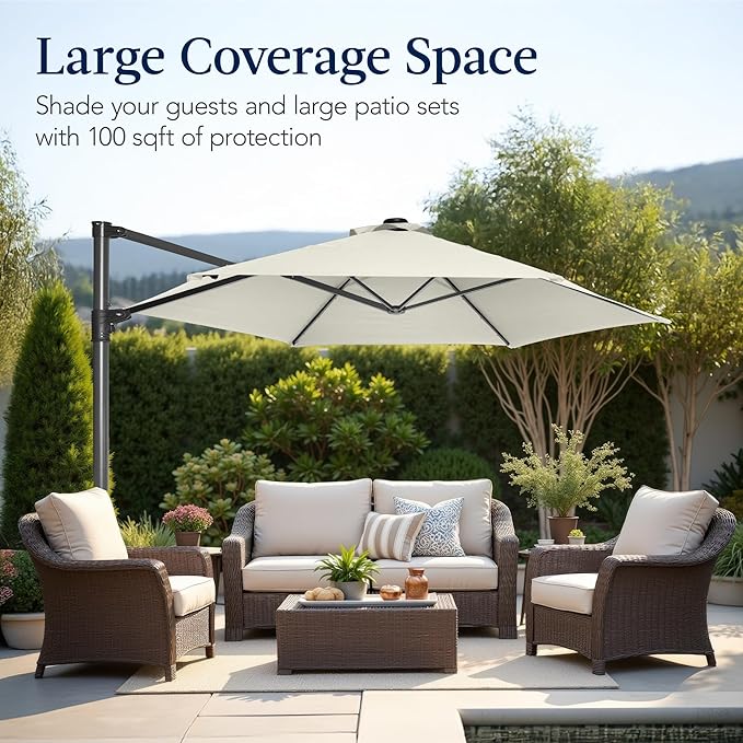 Best Choice Products 10ft Offset Cantilever Hanging Market Patio Umbrella - Image 4