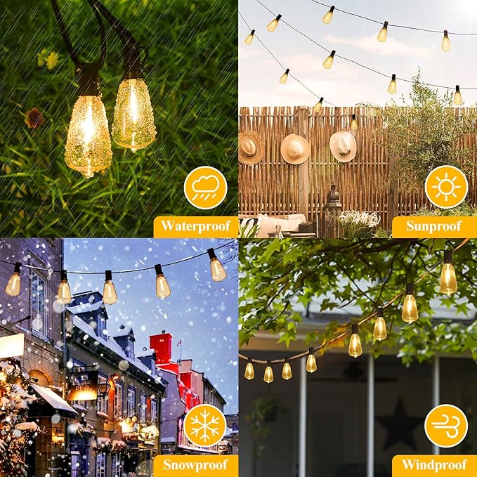 Brightever LED Outdoor String Lights 100FT Patio Lights - Image 5
