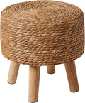 YMYNY Foot Stool Natural Seagrass Hand Weave, 12.6" Small Ottoman, Round by High-qualityhomefurnishing